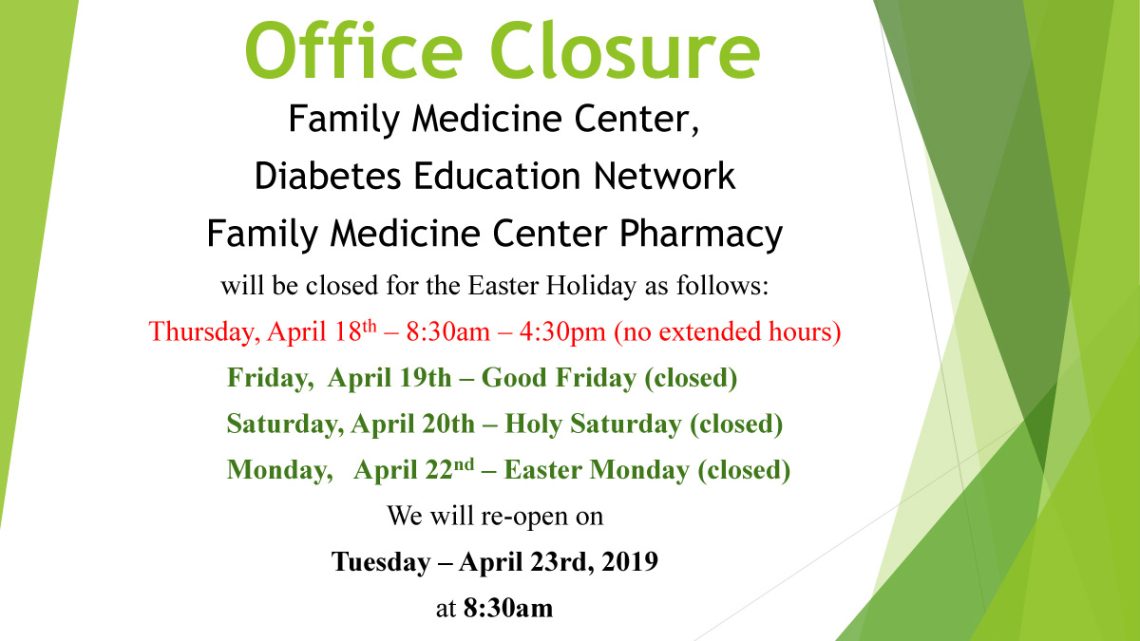 Notice: Easter Hours