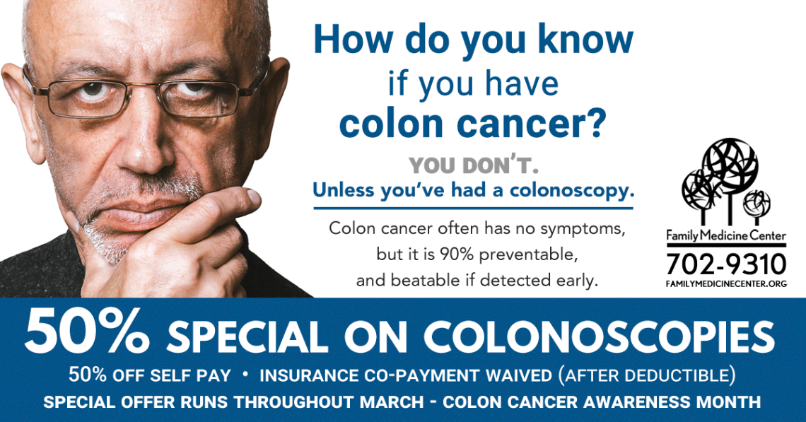 March Special: 50% Off Colonoscopies